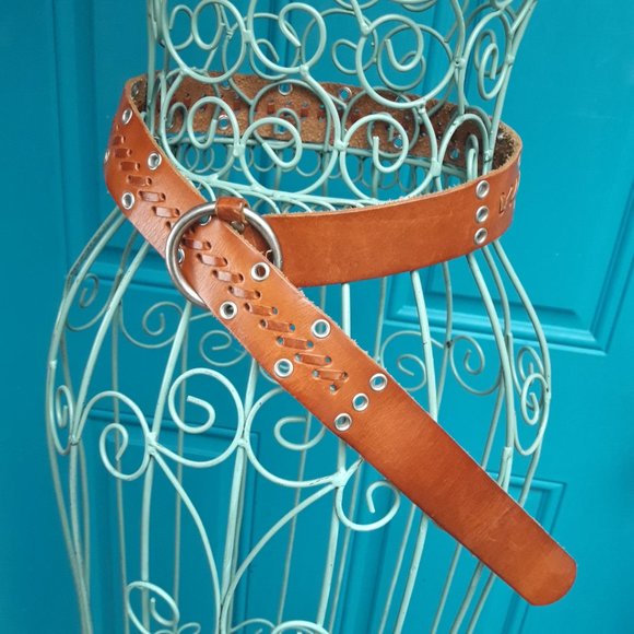 Genuine Leather Belt Metal Studded Rivets Grommets Woven Braided Western Women main image 13